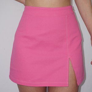 Hot Pink Denim Slit Skirt